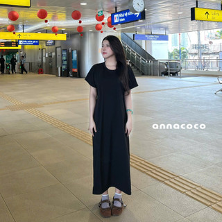 [HỎA TỐC] Đầm Thun Nữ Dáng Suông Tay Ngắn Thiết Kế Basic Xẻ Tà Phong Cách Hàn Quốc - Anna Dress