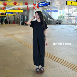 [HỎA TỐC] Đầm Thun Nữ Dáng Suông Tay Ngắn Thiết Kế Basic Xẻ Tà Phong Cách Hàn Quốc - Anna Dress