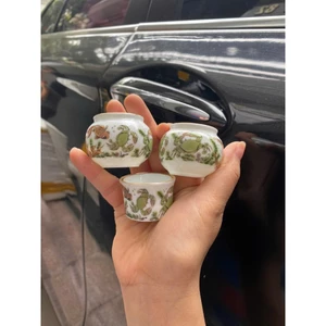 Cóng sứ chào mào hàng Bát tràng mẫu Deca viền kim gắn sẵn tai