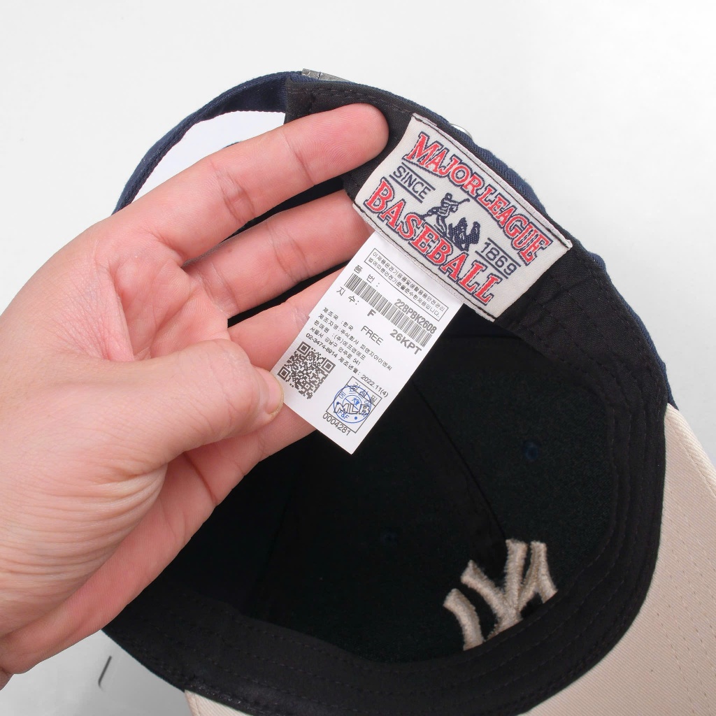 Mũ Nón Lưỡi Trai MLB Meowist logo NY chất liệu vải Kaki Navy Cream , Thời trang, Phong Cách