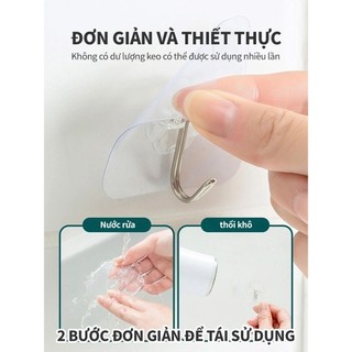 Set 3 móc dán tường trong suốt chịu lực tốt dán chắc chắn treo đồ đa năng tiện lợi cho gia đình