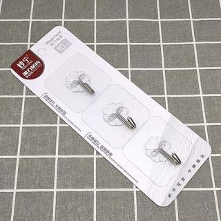 Set 3 móc dán tường trong suốt chịu lực tốt dán chắc chắn treo đồ đa năng tiện lợi cho gia đình