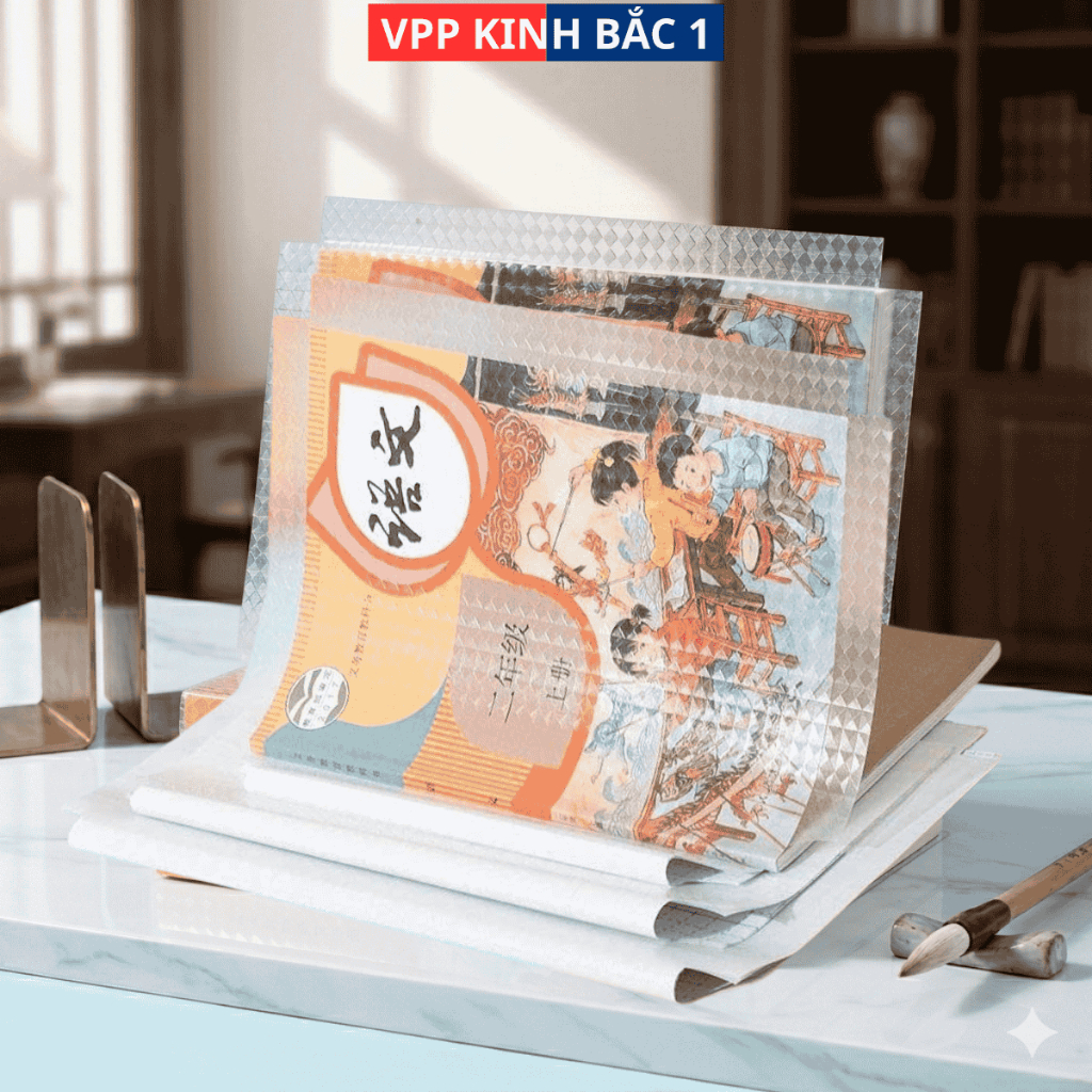 Sỉ 10 tập bọc sách Decal đủ 3 kích thước (Mỗi Bọc Có 1 Nhãn Vở Đi Kèm).