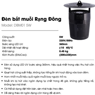 Đèn Bắt Muỗi Rạng Đông DBM01 Công Suất 5W An Toàn, Không Mùi, Không Gây Tiếng Ồn Khi Sử Dụng