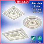 [HM LED] Đèn ốp trần trang trí Pha Lê 2 tầng 50cm, 65cm, 85cm cao cấp 3 màu, chỉnh độ sáng + Remote/App điện thoại — ảnh 1