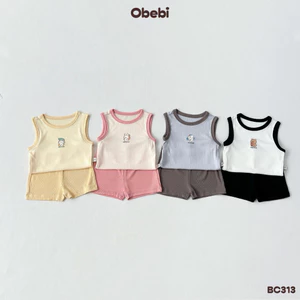 Bộ Quần Áo Ba Lỗ Cottton Thời Trang Hè Obebi Cho Bé Trai Bé Gái Từ 6- 2kg BC313