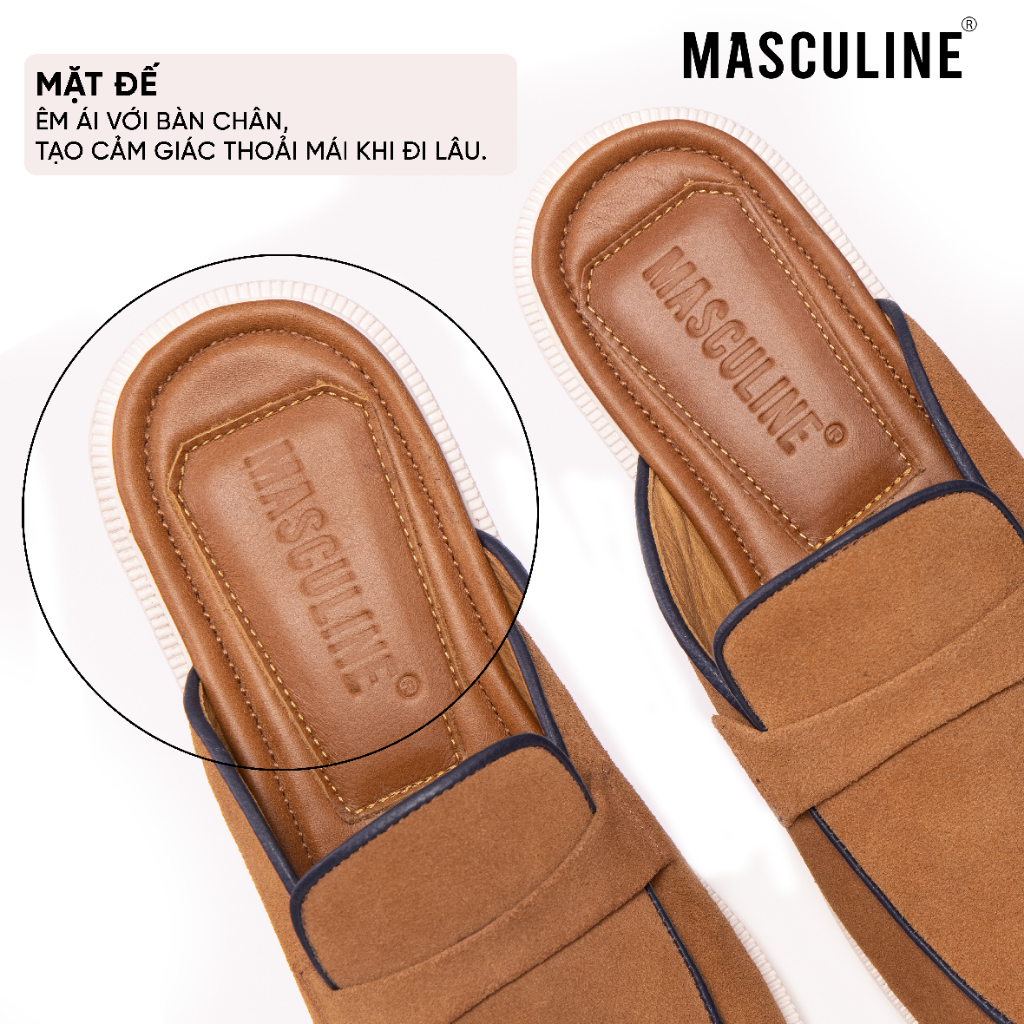Giày sabo da bò cao cấp nam MASCULINE GST600 - Bề mặt da lộn đế cao su nguyên khối êm nhẹ kiểu dáng trẻ trung