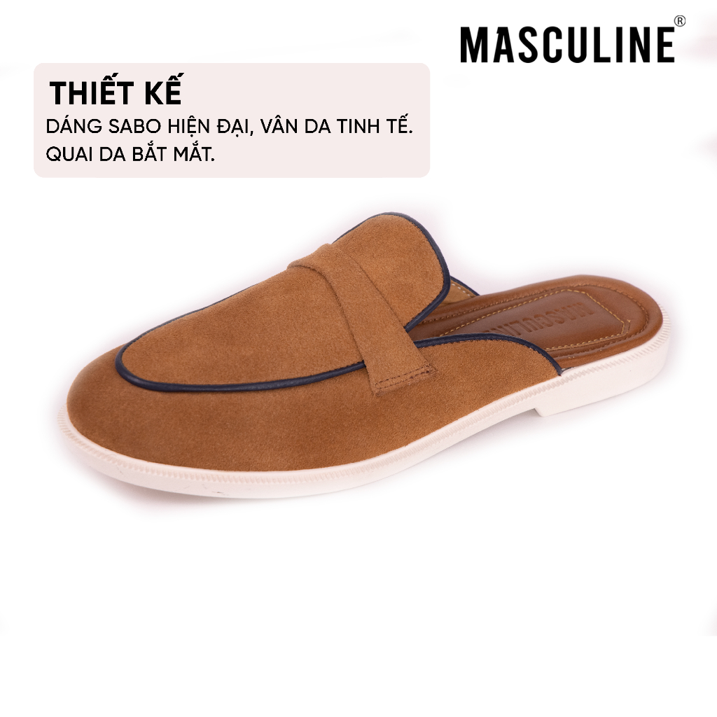 Giày sabo da bò cao cấp nam MASCULINE GST600 - Bề mặt da lộn đế cao su nguyên khối êm nhẹ kiểu dáng trẻ trung