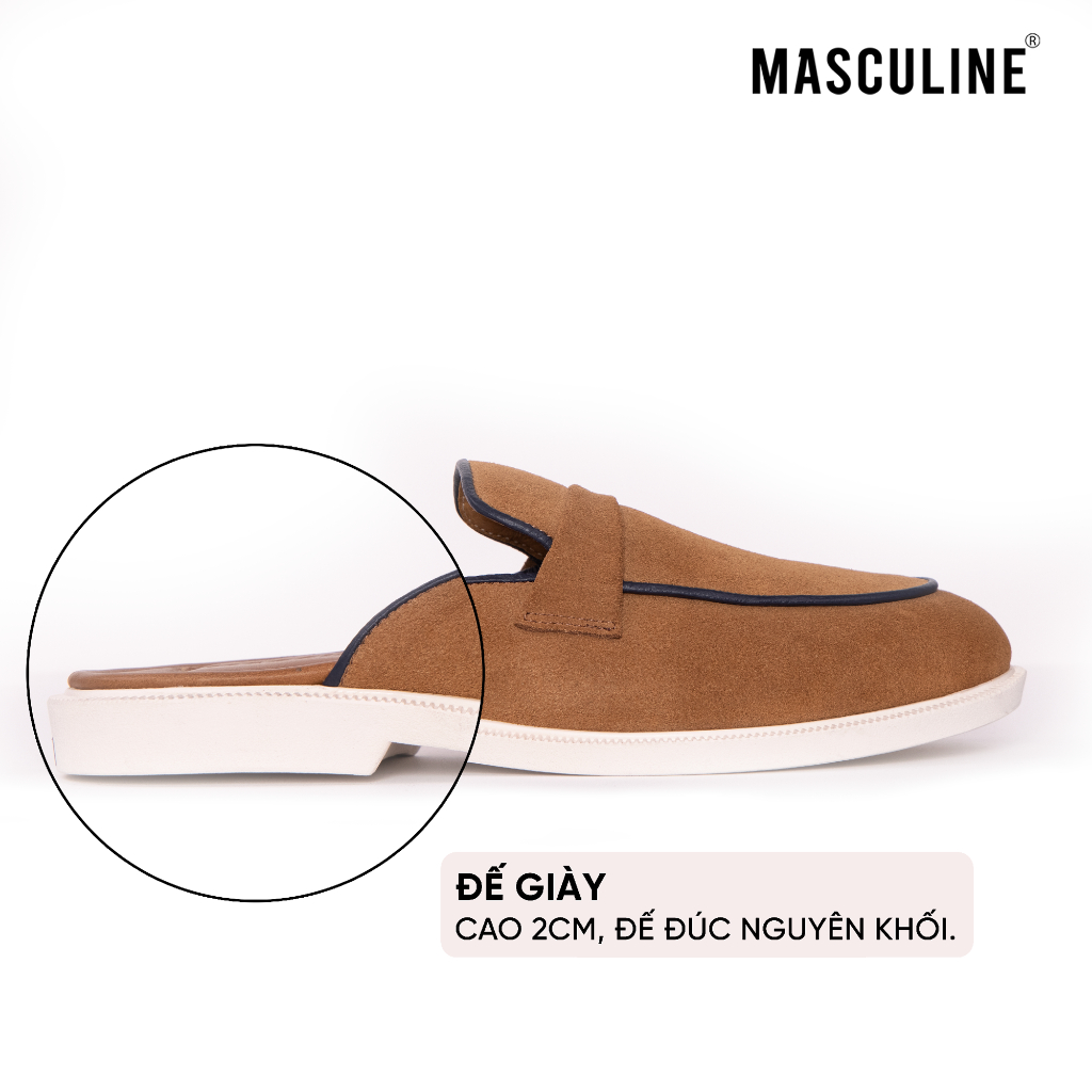 Giày sabo da bò cao cấp nam MASCULINE GST600 - Bề mặt da lộn đế cao su nguyên khối êm nhẹ kiểu dáng trẻ trung