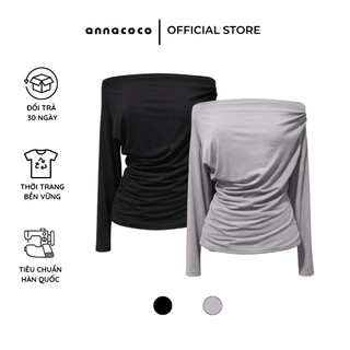 [HỎA TỐC] Áo Thun Nữ Trễ Vai Nhún Eo Form Ôm Tôn Dáng Phong Cách Hàn Quốc | Flow Drape Shoulder Top