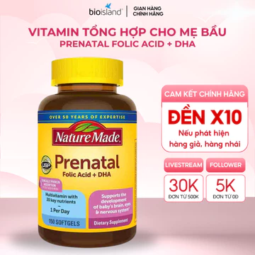 Vitamin Tổng Hợp Cho Mẹ Bầu Prenatal Folic Acid + DHA Nature Made Hỗ Trợ Sức Khỏe Tổng Thể Mẹ Và Bé