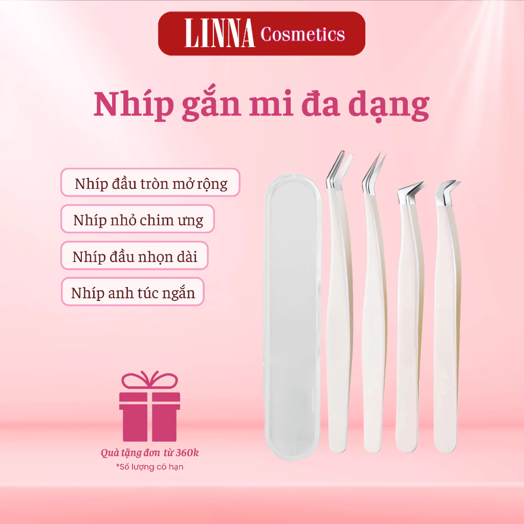 Nhíp Gắn Mi Chuyên Dụng Chất Liệu Thép Không Gỉ Cao Cấp Siêu Bền Kèm Hộp Đựng Tiện Lợi