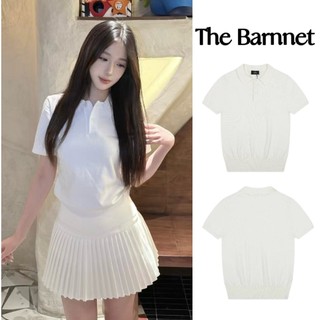 hàn quốc the Barnnet tám sữa cổ điển đơn giản chữ thêu áo len cổ áo polo phụ nữ xu hướng