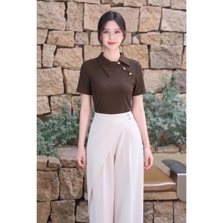 Áo Thun 𝐂𝐂𝐇𝐀𝐓 Dáng Ôm Cổ Lệch Jordan Tay Ngắn Chất Liệu Mềm Mại Co Giãn 16TNC9013OT