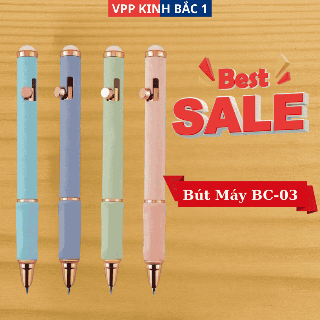 20K/1 Bút - Bút Máy Bấm BC-03 Dùng Cho Học Sinh, Xóa Sạch Viết Êm Trơn, Mực Ra Đều Không Tắc Không Lem.