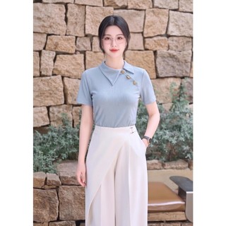 Áo Thun 𝐂𝐂𝐇𝐀𝐓 Dáng Ôm Cổ Lệch Jordan Tay Ngắn Chất Liệu Mềm Mại Co Giãn 16TNC9013OT