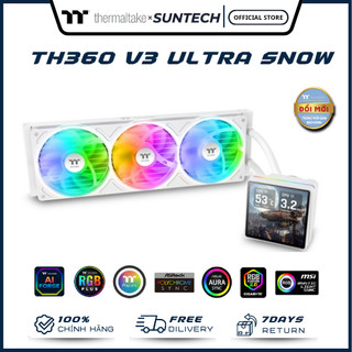 Tản Nhiệt Nước AIO Thermaltake TH360 V3 Ultra ARGB Sync Snow - Trắng Tinh Khôi, Màn Hình LCD 3.95", Quạt Liền Khối