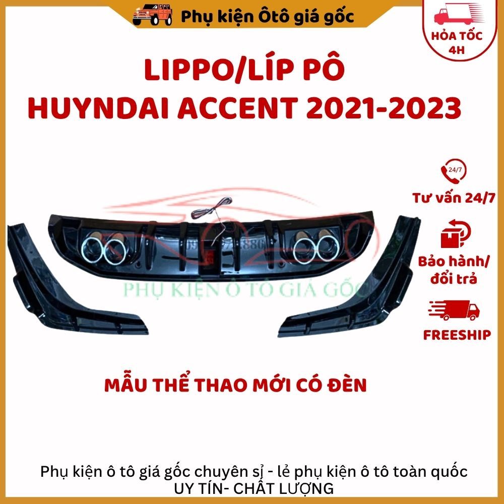 Lippo, Líp pô xe Hyundai Accent 2021, 2022, 2023 mẫu mới thể thao có đèn