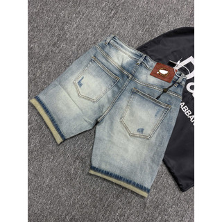 Quần Short Jean xanh Nam Phối Túi Họa Tiết Cao Cấp – Form Slim Fit Trẻ Trung, Chất Denim Mềm Mịn sịn rách có lót