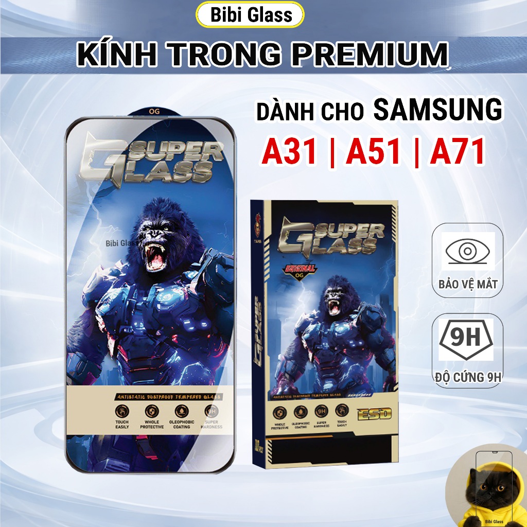 Kính cường lực Samsung A51, A31, A71 premium thế hệ mới full màn miếng dán bảo vệ màn đt bibi