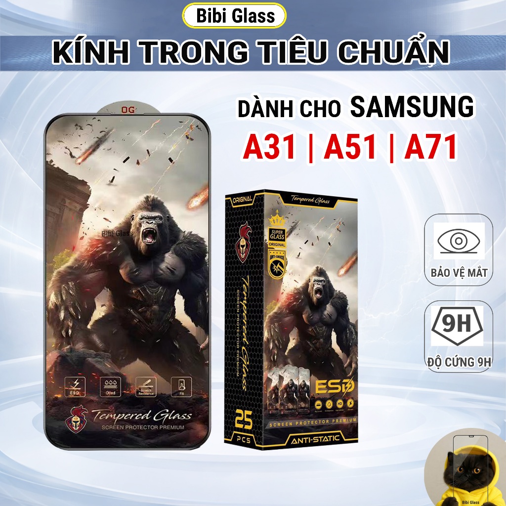 Kính cường lực Samsung A31, A51, A71 trong suốt full màn bảo vệ màn hình điện thoại BIBI