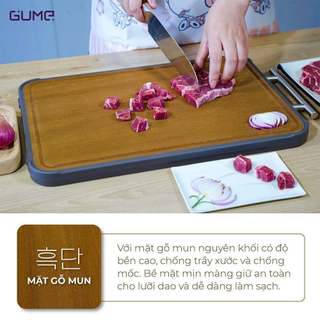 Thớt 2 Mặt Gỗ GUME Inox Cao Cấp Chính Hãng, Chống Trượt Kháng Khuẩn Đa Năng Đồ Dụng - Bếp Của Hà