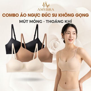 Combo 3 Áo Ngực Nữ Đúc Su Không Lộ Viền - Set 3 Áo Lót Không Gọng Mút Mỏng Dễ Chịu AMYBRA A141