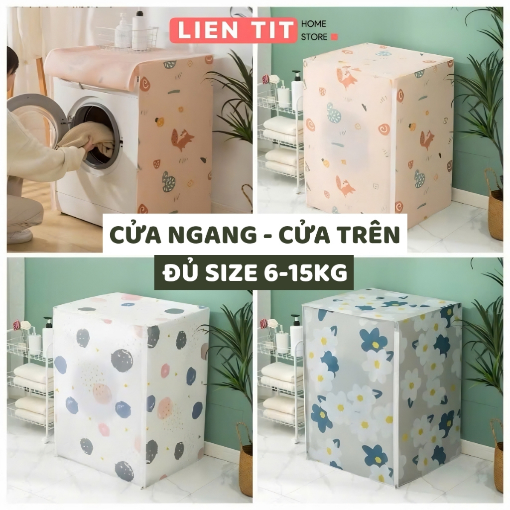 Bọc Máy Giặt Cửa Ngang Cửa Trên Chống Bụi Chống Nước Loại Dày , Áo Trùm Máy Giặt Che Phủ Kín Thân