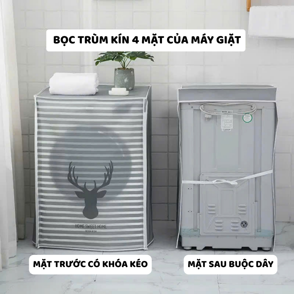 Bọc Máy Giặt Cửa Ngang Cửa Trên Chống Bụi Chống Nước Loại Dày , Áo Trùm Máy Giặt Che Phủ Kín Thân