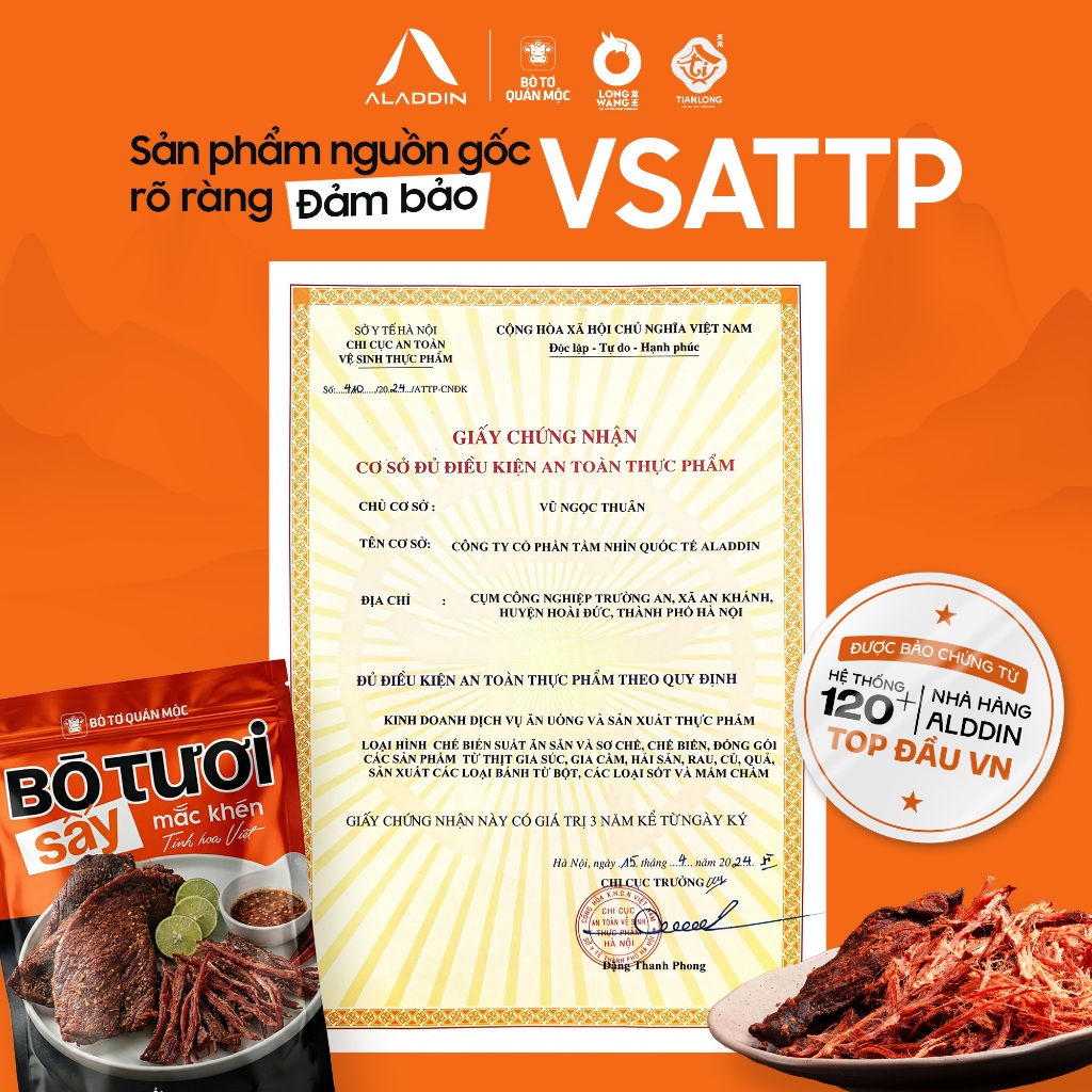 [Combo Trọn Vị] Bò Tươi Sấy Aladdin 400g - Xuyên Tiêu & Mắc Khén, Ăn Vặt Hay Làm Quà Đều Sang
