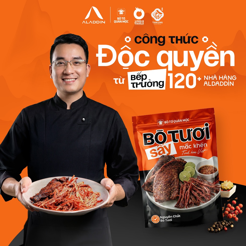 [Combo Tiết Kiệm] Bò Tươi Sấy Aladdin - Vị Mắc Khén 200g & Xuyên Tiêu 100g Cay Tê Hấp Dẫn