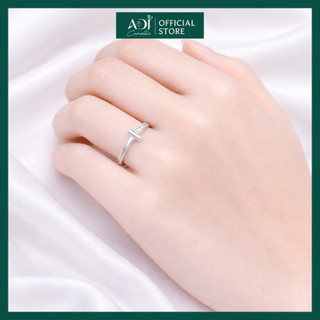 Nhẫn Bạc S925 Cao Cấp ADJ Thiết Kế Chữ T Đính Đá CZ Lấp Lánh - Nhẫn Nữ Bạc Ý Thanh Lịch - SN13405AD