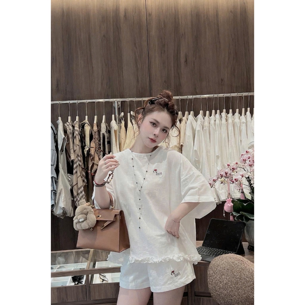 Set đồ nữ áo thun form rộng quần short bèo dễ thương |Set bộ nữ mặc nhà, đi chơi HCOM27181