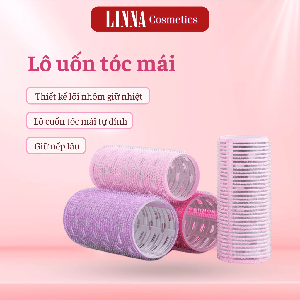 Lô cuốn tóc mái bay Hàn Quốc tự dính lõi nhôm định hình, uốn tóc tự nhiên nhiều kích thước