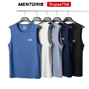 Áo Tanktop Nam MENTORIS Vải Thun Lạnh, Form Suông, Co Giãn Thoáng Mát, Vận Động Thoải Mái MTT01