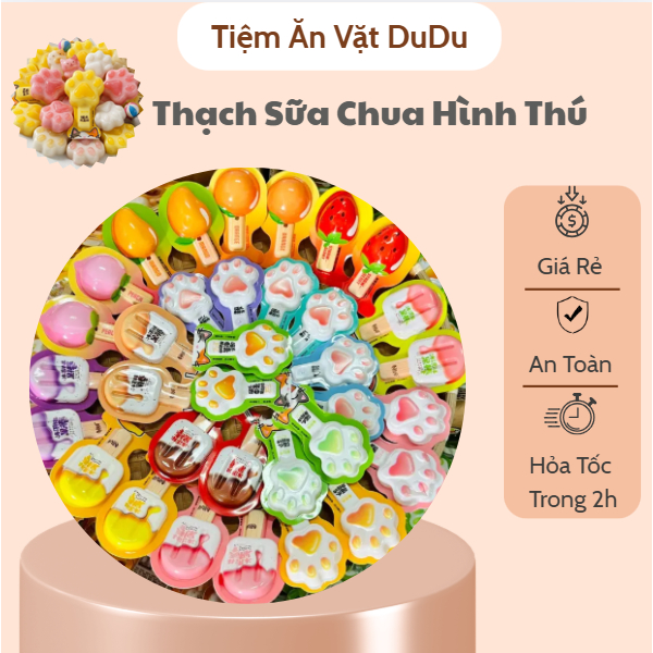 Thạch Sữa Chua Hình Thú, Thạch Sữa Chua Phô Mai Hương 3D Vị Trái Cây Chua Ngọt Giòn Dai