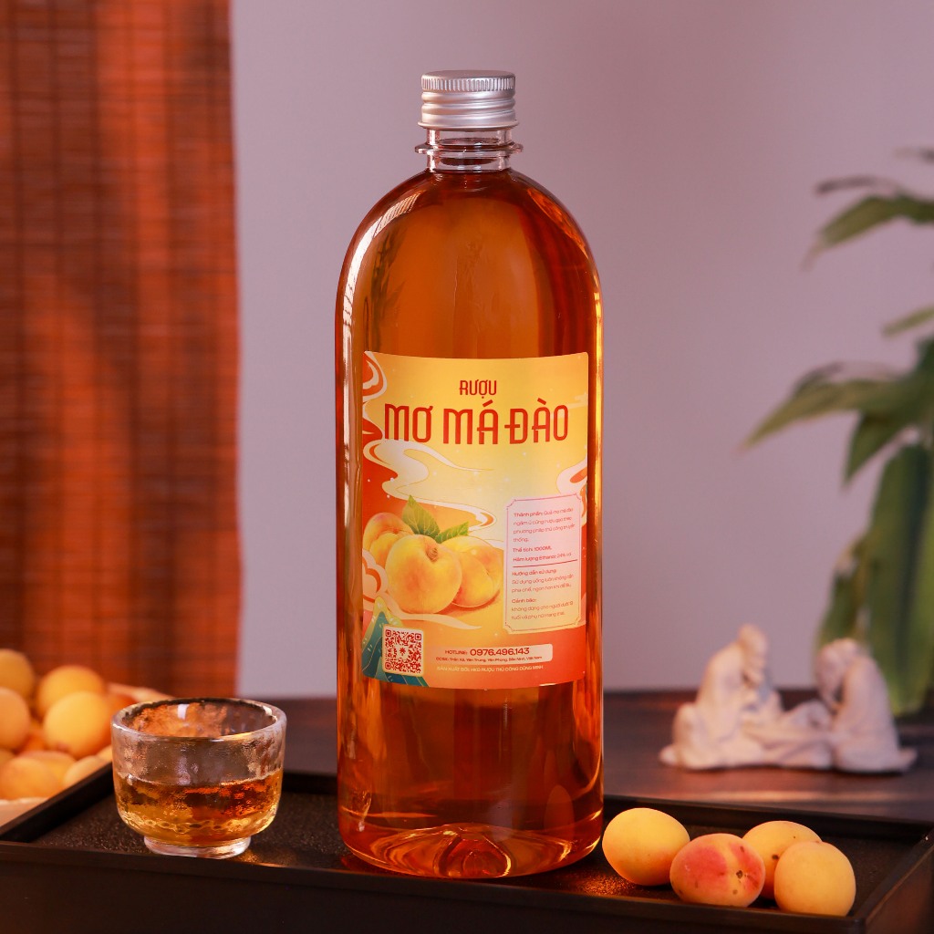 Dũng Minh - Mơ Má Đào Ngâm Thủ Công Đặc Sản Tây Bắc 1L Vị Độc Đáo Tự Nhiên Chai Nhựa Nắp Nhôm Cao Cấp 1L