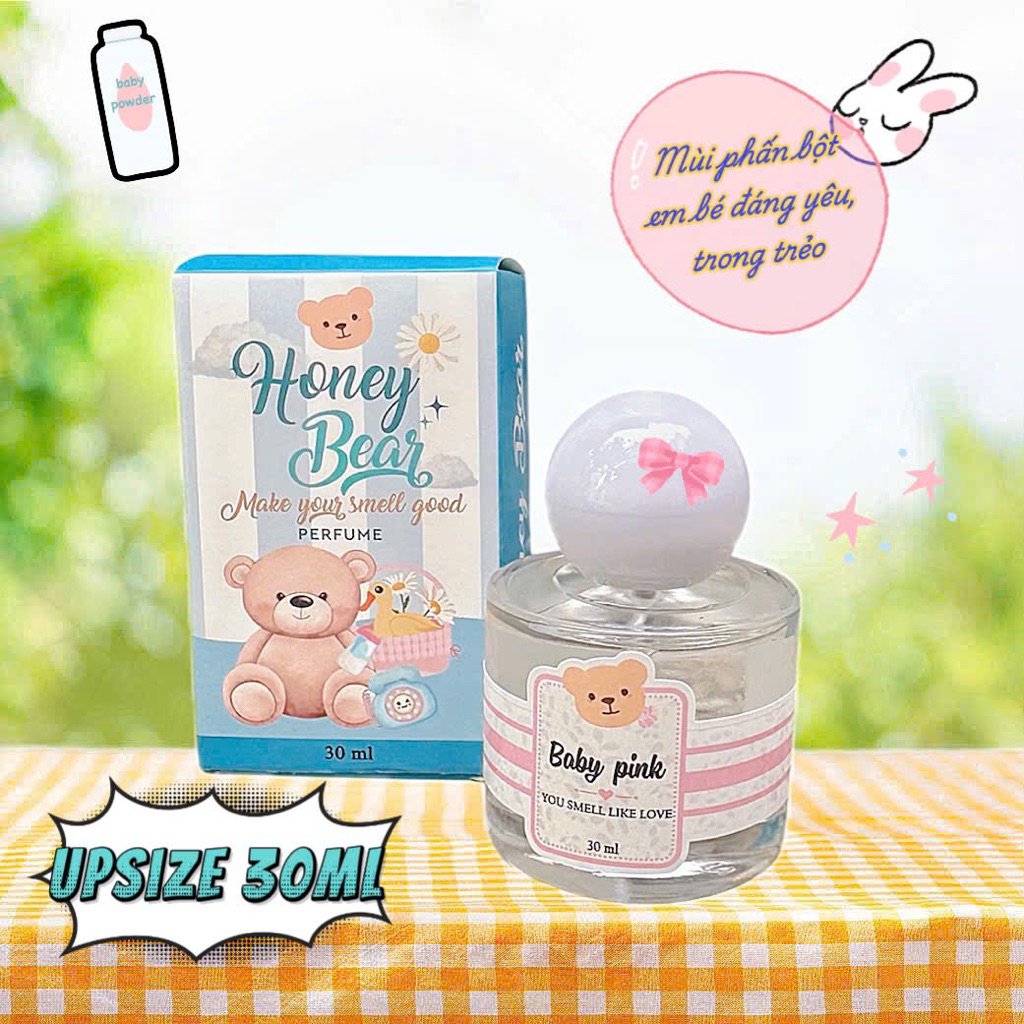 ( Mua 2 tặng 1 Fullsize) Nước hoa Honeybear upsize chai 30ml mùi phấn bột em bé, hương thơm trong trẻo nhẹ nhàng
