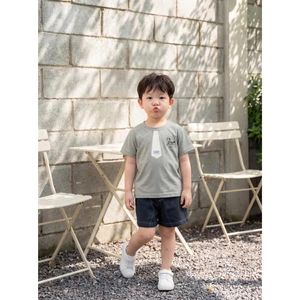 Set bộ cộc tay bé trai Miniumbaby in hình cavat công tử, chất cotton mềm mix quần đứng phom SB2611