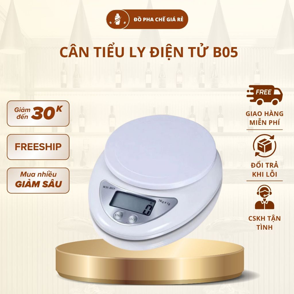 Cân tiểu ly điện tử mini B05 dùng cho pha chế, nhà bếp, tải trọng 5KG
