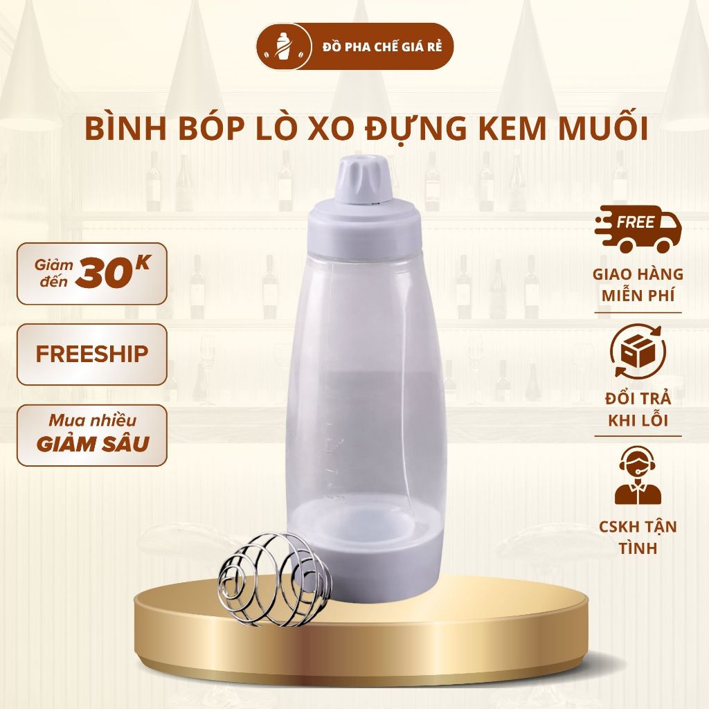 Bình bóp lò xo đựng kem trứng, kem muối, kem cheese, bình bóp topping cầm tay tiện lợi