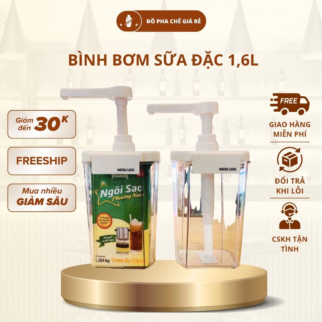 Bình Bơm Sữa Đặc 10ml Dung Tích 1.6L Bình Nhấn Định Lượng Pha Chế Trà Sữa Cà Phê