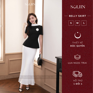 Chân Váy Lụa Thiết Kế Tôn Dáng SOLIIN Đỏ/Trắng/Đen/Nâu Chất Liệu Lụa Tô Châu Dày Dặn BELLY SKIRT