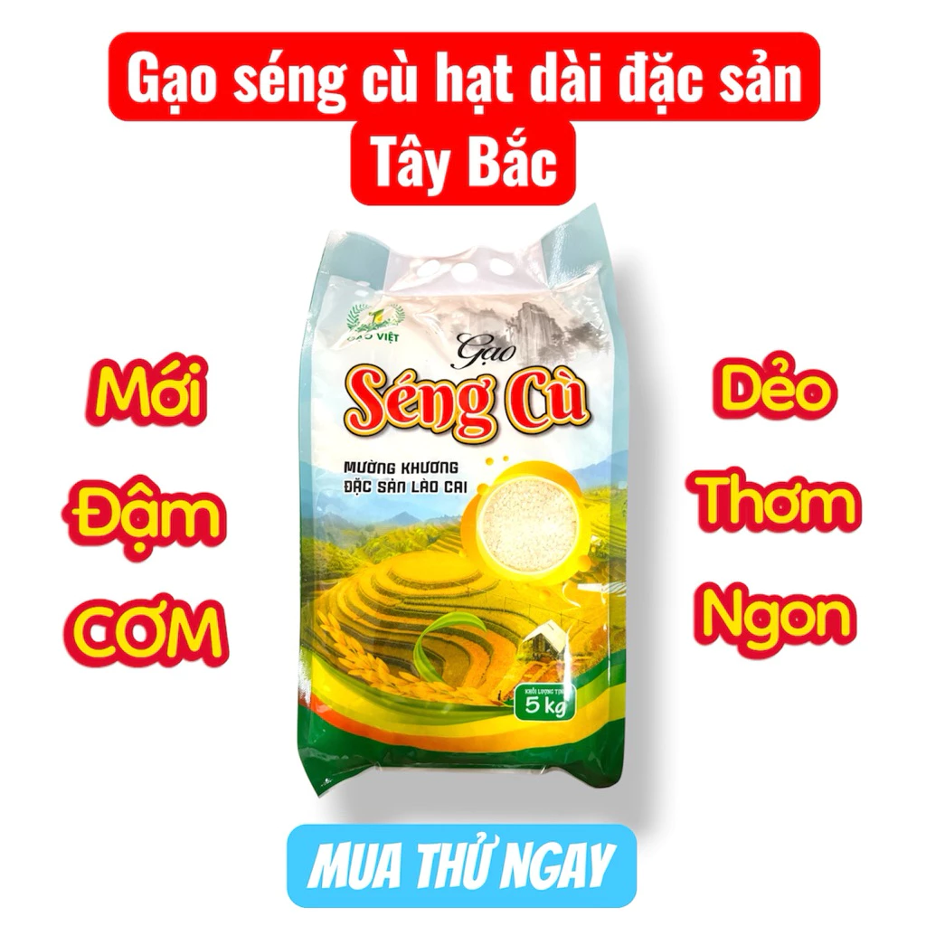 GẠO SÉNG HẠT CÙ DÀI, SÉNG CÙ DẺO, SÉNG CÙ ĐIỆN BIÊN HẠT DÀI MƯỜNG KHƯƠNG ĐẶC SẢN TÂY BẮC CƠM NGON DẺO THƠM