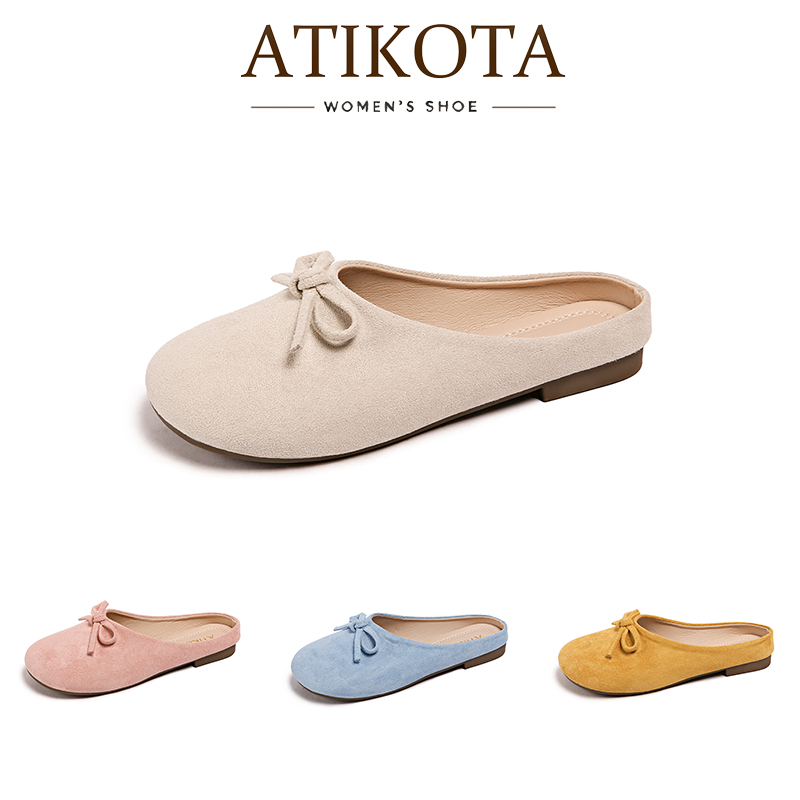 Atikota Sandal đế bằng cho nữ thoáng khí thoải mái, kiểu dáng thường ngày sandal nửa xỏ ngón cho bé gái