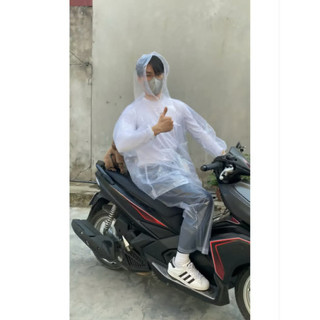 2 bộ áo mưa trắng trong siêu nhẹ,áo mưa bộ màu trắng