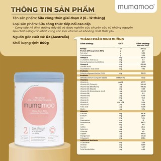 [DATE SAU 1/2028] Sữa Mumamoo Úc 800g Số 1 2 3 Bổ Sung Lợi Khuẩn Chính Hãng hỗ trợ PT toàn diện