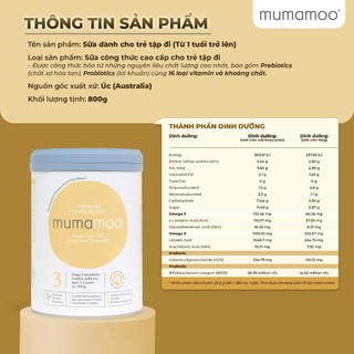 [DATE SAU 1/2028] Sữa Mumamoo Úc 800g Số 1 2 3 Bổ Sung Lợi Khuẩn Chính Hãng hỗ trợ PT toàn diện