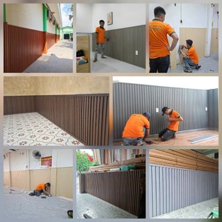 TẤM ỐP TƯỜNG 4 SÓNG THẤP NHỰA PVC VÂN GỖ LOẠI NGẮN (DÀI 1m45 ) Nhận thi Công