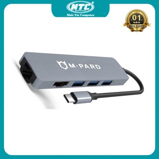 Hub chuyển đổi 5 in 1 M-PARD MD084 từ 1 cổng TypeC ra 3 USB + 1 HDMI + 1 LAN - hỗ trợ chất lượng 4K